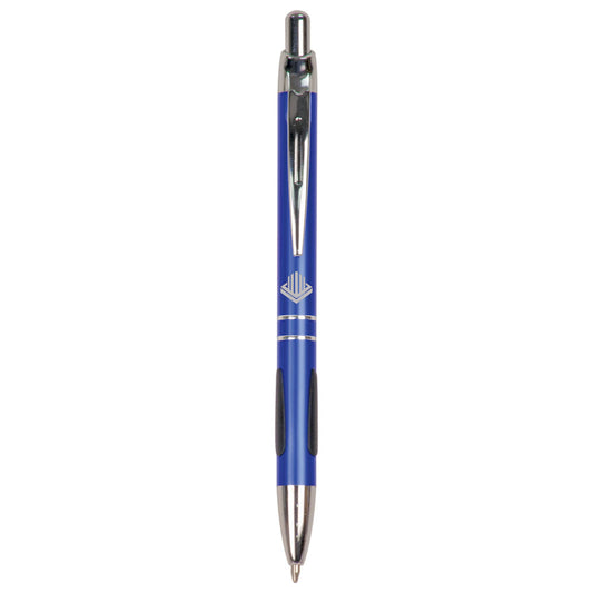 Personalized Laser Engraved Blue with Silver Trim  Pen with Gripper