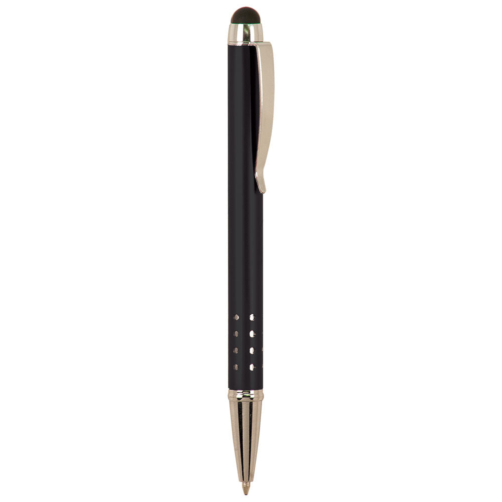 Personalized Laser Engraved Black with Silver Trim  Pen with Stylus