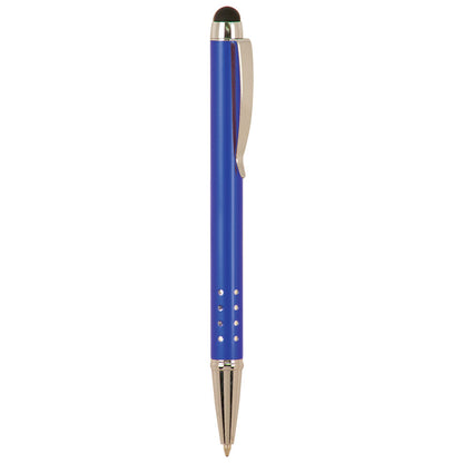 Personalized Laser Engraved Blue with Silver Trim  Pen with Stylus