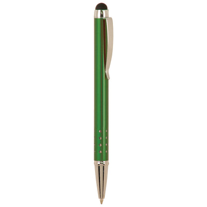 Personalized Laser Engraved Green with Silver Trim  Pen with Stylus