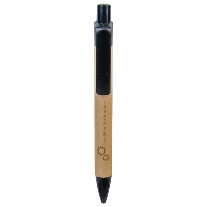 Personalized Laser Engraved Recycled Paper Pen with Black Trim