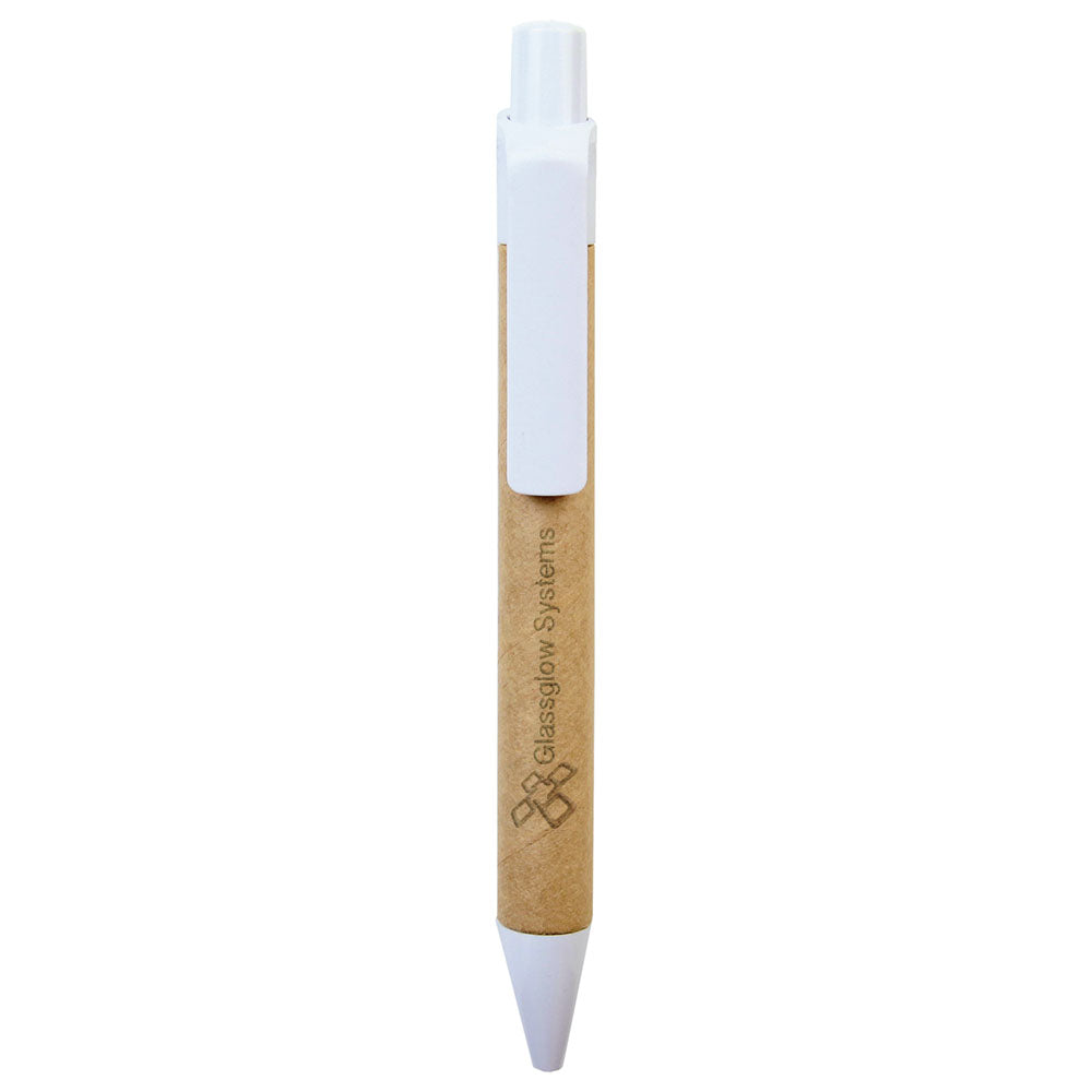 Personalized Laser Engraved Recycled Paper Pen with White Trim