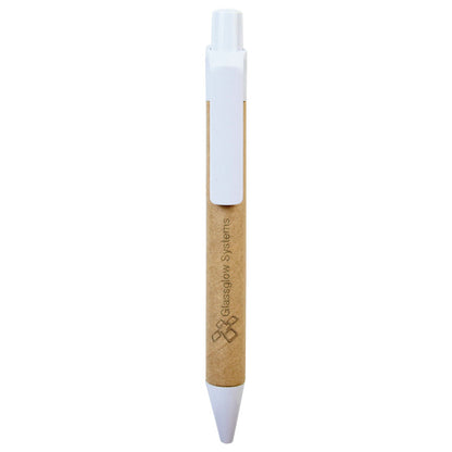 Personalized Laser Engraved Recycled Paper Pen with White Trim