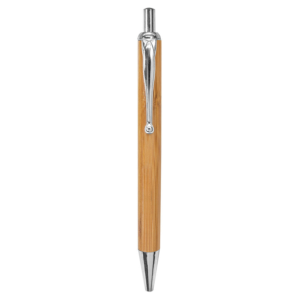 Personalized Laser Engraved Bamboo with Silver Trim  Pen