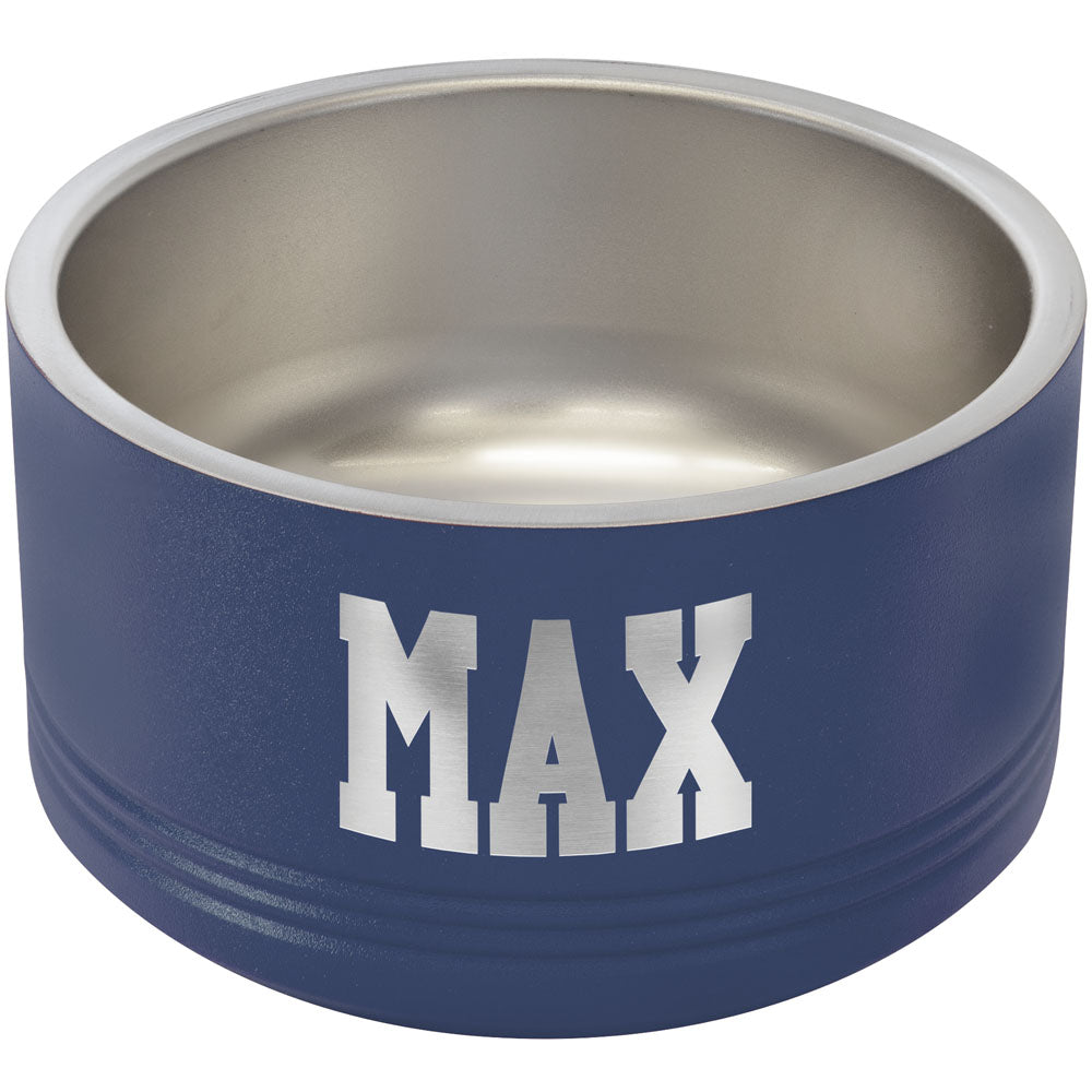 Personalized Laser Engraved Polar Camel 18 oz. Small Navy Blue Pet Bowl