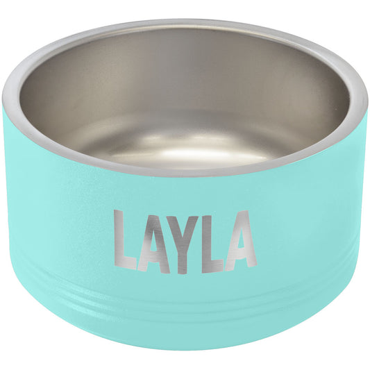 Personalized Laser Engraved Polar Camel 18 oz. Small Teal Pet Bowl