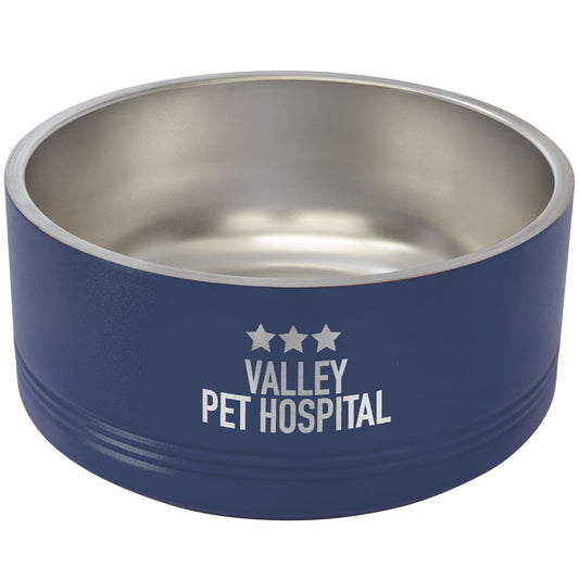 Personalized Laser Engraved Polar Camel 64 oz. Large Navy Blue Pet Bowl