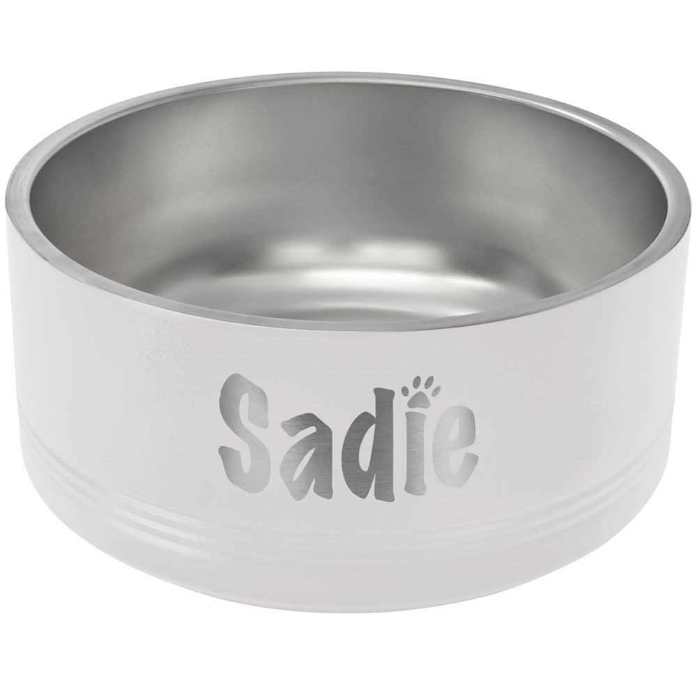 Personalized Laser Engraved Polar Camel 64 oz. Large White Pet Bowl