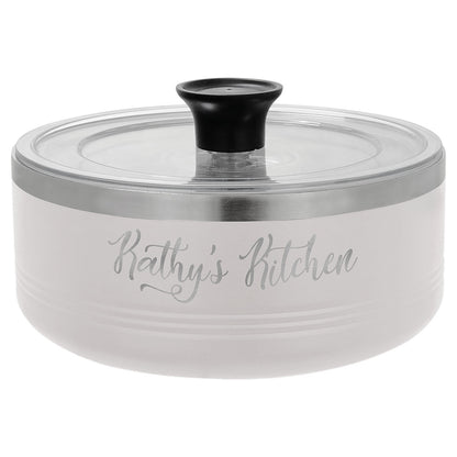 Personalized Laser Engraved Polar Camel White 1 1/4 Quart Serving Bowl with Lid