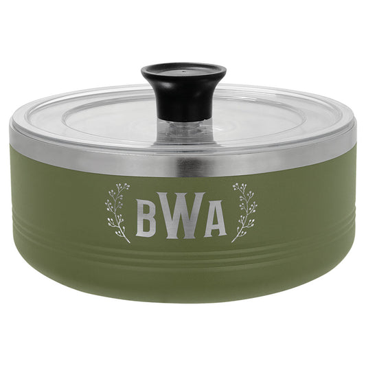 Personalized Laser Engraved Polar Camel Olive Green 1 1/4 Quart Serving Bowl with Lid