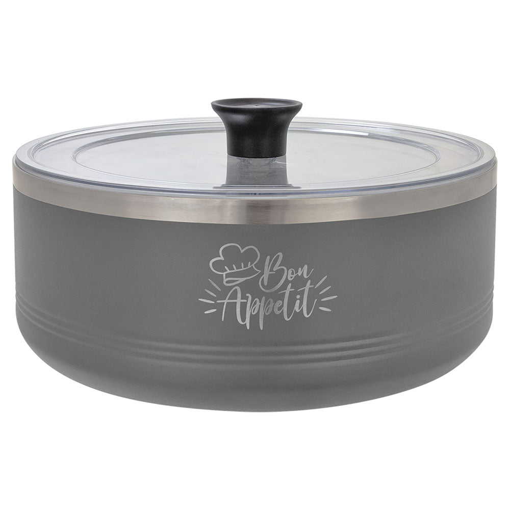 Personalized Laser Engraved Polar Camel Gray 3 Quart Serving Bowl with Lid