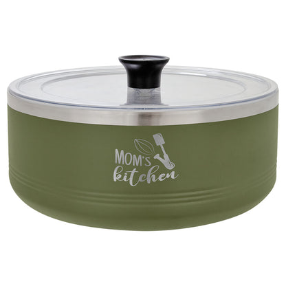 Personalized Laser Engraved Polar Camel Olive Green 3 Quart Serving Bowl with Lid