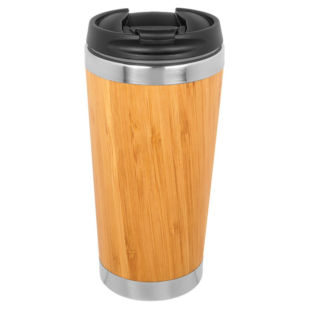 Personalized Laser Engraved 15 oz. Bamboo Stainless Steel Tumbler