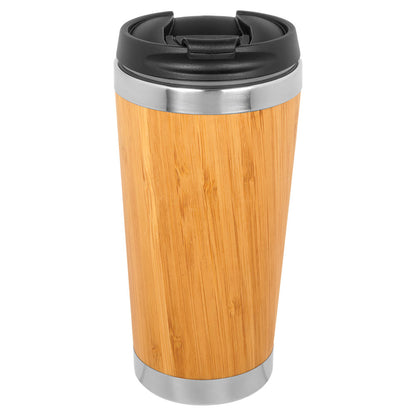 Personalized Laser Engraved 15 oz. Bamboo Stainless Steel Tumbler