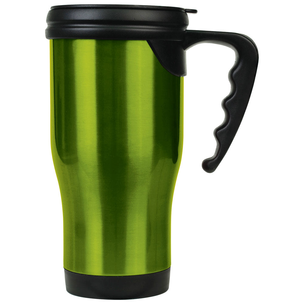 Personalized Laser Engraved 14 oz. Green  Stainless Steel Travel Mug with Handle