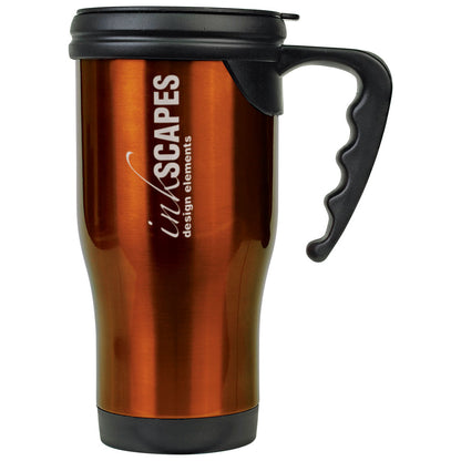 Personalized Laser Engraved 14 oz. Orange  Stainless Steel Travel Mug with Handle