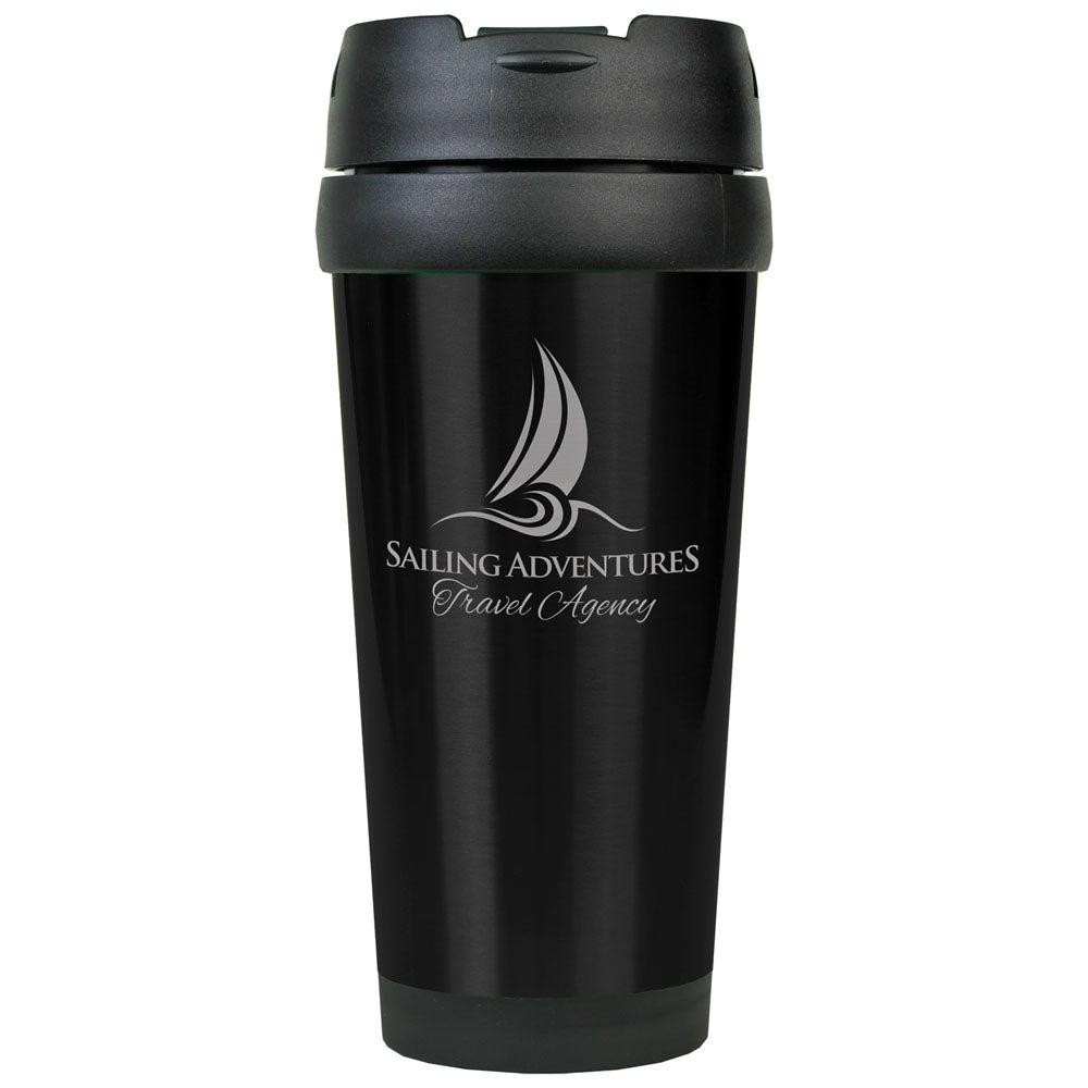 Personalized Laser Engraved 16 oz. Black  Stainless Steel Travel Mug without Handle