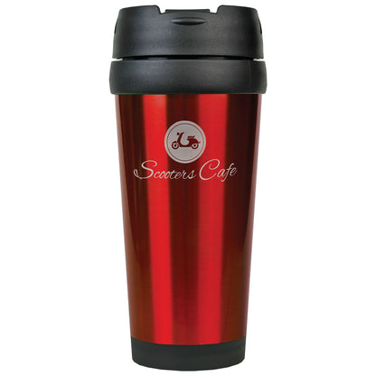 Personalized Laser Engraved 16 oz. Red  Stainless Steel Travel Mug without Handle