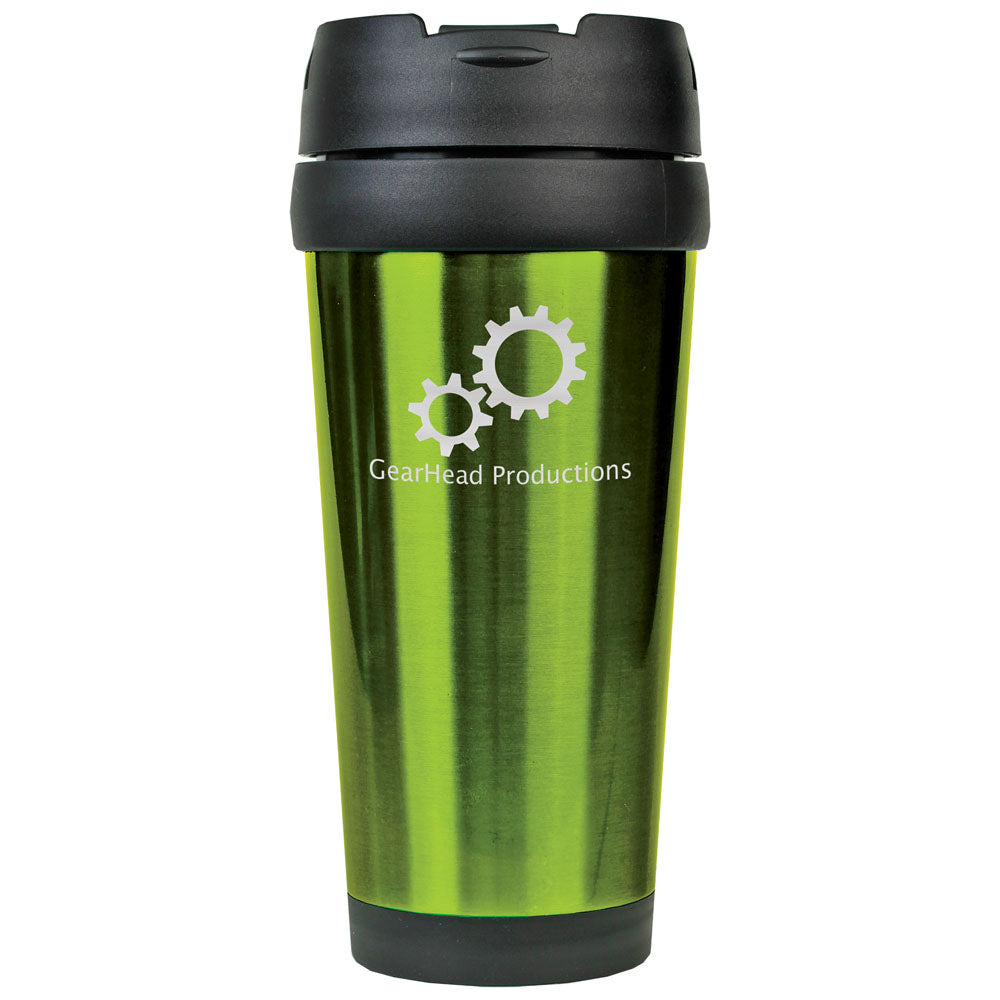 Personalized Laser Engraved 16 oz. Green  Stainless Steel Travel Mug without Handle