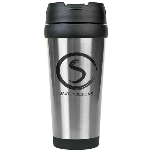 Personalized Laser Engraved 16 oz. Silver  Stainless Steel Travel Mug without Handle