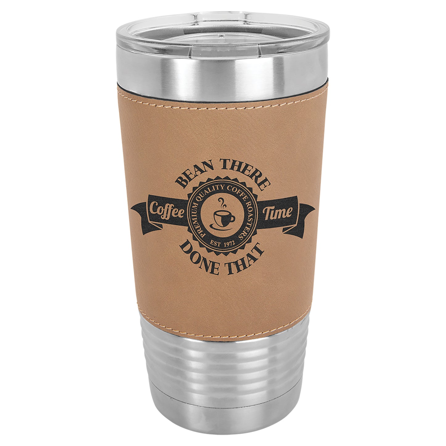 Personalized Laser Engraved  Light Brown 20 oz. Polar Camel Leatherette Grip Tumbler