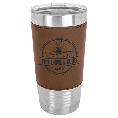 Personalized Laser Engraved  Dark Brown 20 oz. Polar Camel Leatherette Grip Tumbler