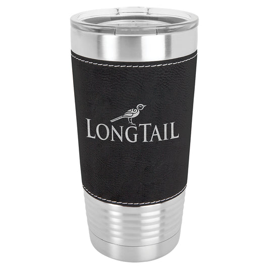 Personalized Laser Engraved  Black/Silver 20 oz. Polar Camel Leatherette Grip Tumbler