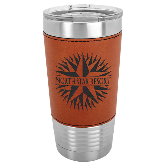 Personalized Laser Engraved  Rawhide 20 oz. Polar Camel Leatherette Grip Tumbler