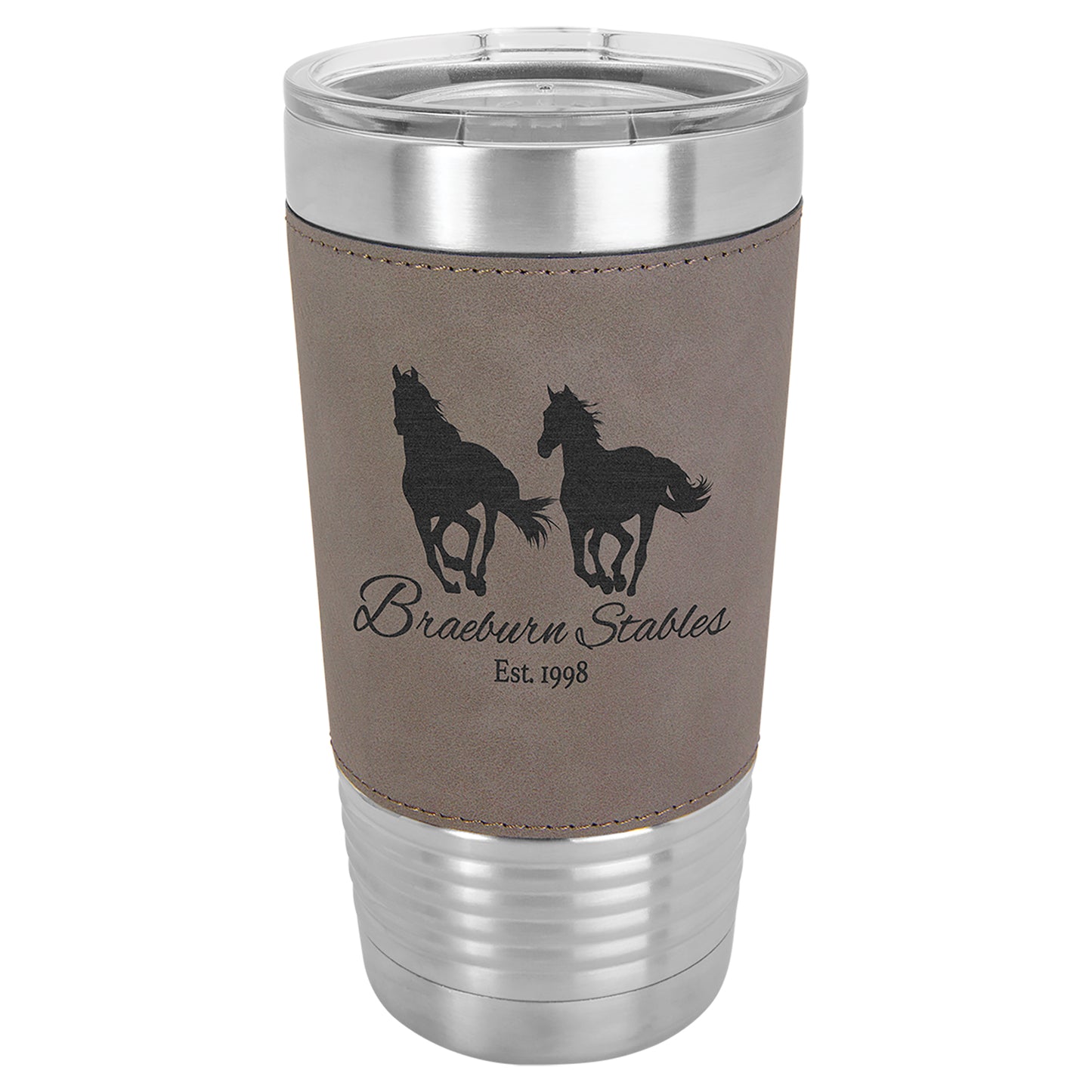 Personalized Laser Engraved  Gray 20 oz. Polar Camel Leatherette Grip Tumbler