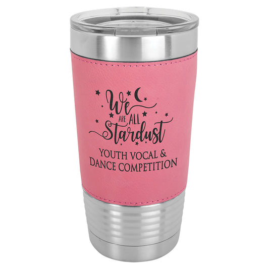 Personalized Laser Engraved  Pink 20 oz. Polar Camel Leatherette Grip Tumbler