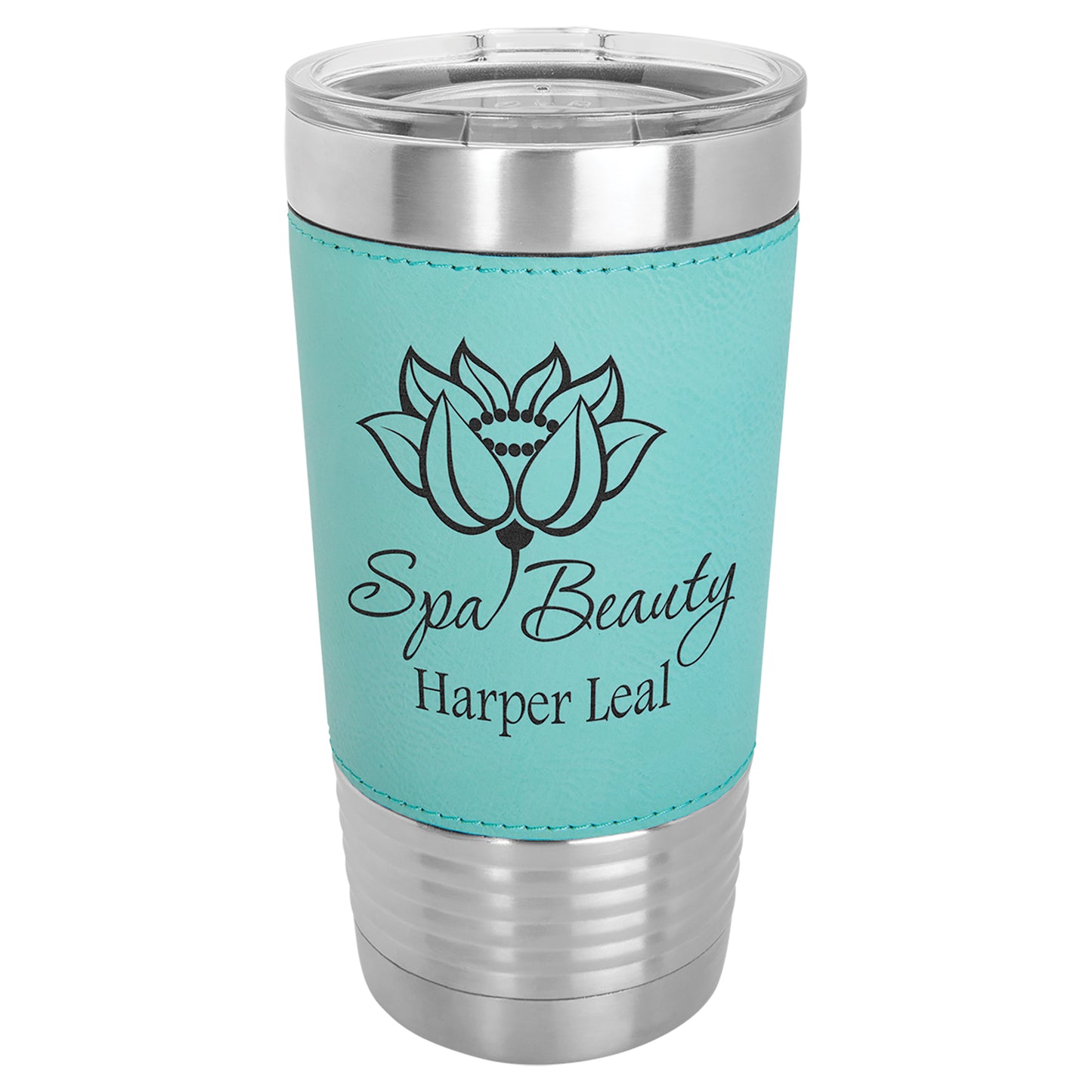 Personalized Laser Engraved  Teal 20 oz. Polar Camel Leatherette Grip Tumbler