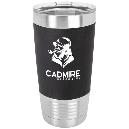 Personalized Laser Engraved Polar Camel 20 oz. Black/White Tumbler with Silicone Grip and Clear Lid