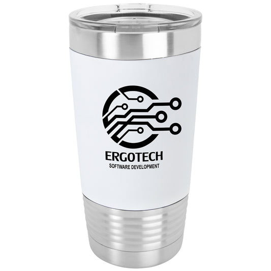 Personalized Laser Engraved  White/Black 20 oz. Polar Camel Silicone Grip Tumbler with Clear Lid