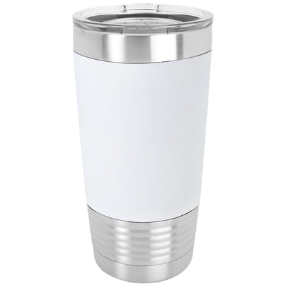 Personalized Laser Engraved  White/Black 20 oz. Polar Camel Silicone Grip Tumbler with Clear Lid