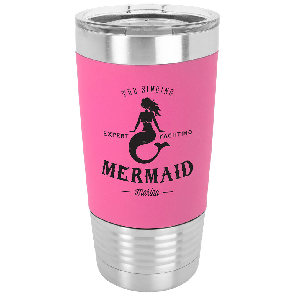 Personalized Laser Engraved 20 oz. Polar Camel Pink/Black Tumbler with Silicone Grip and Clear Lid