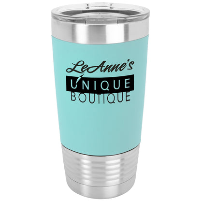 Personalized Laser Engraved  Teal/Black 20 oz. Polar Camel Silicone Grip Tumbler with Clear Lid