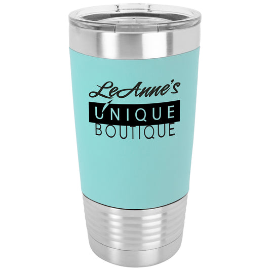 Personalized Laser Engraved  Teal/Black 20 oz. Polar Camel Silicone Grip Tumbler with Clear Lid