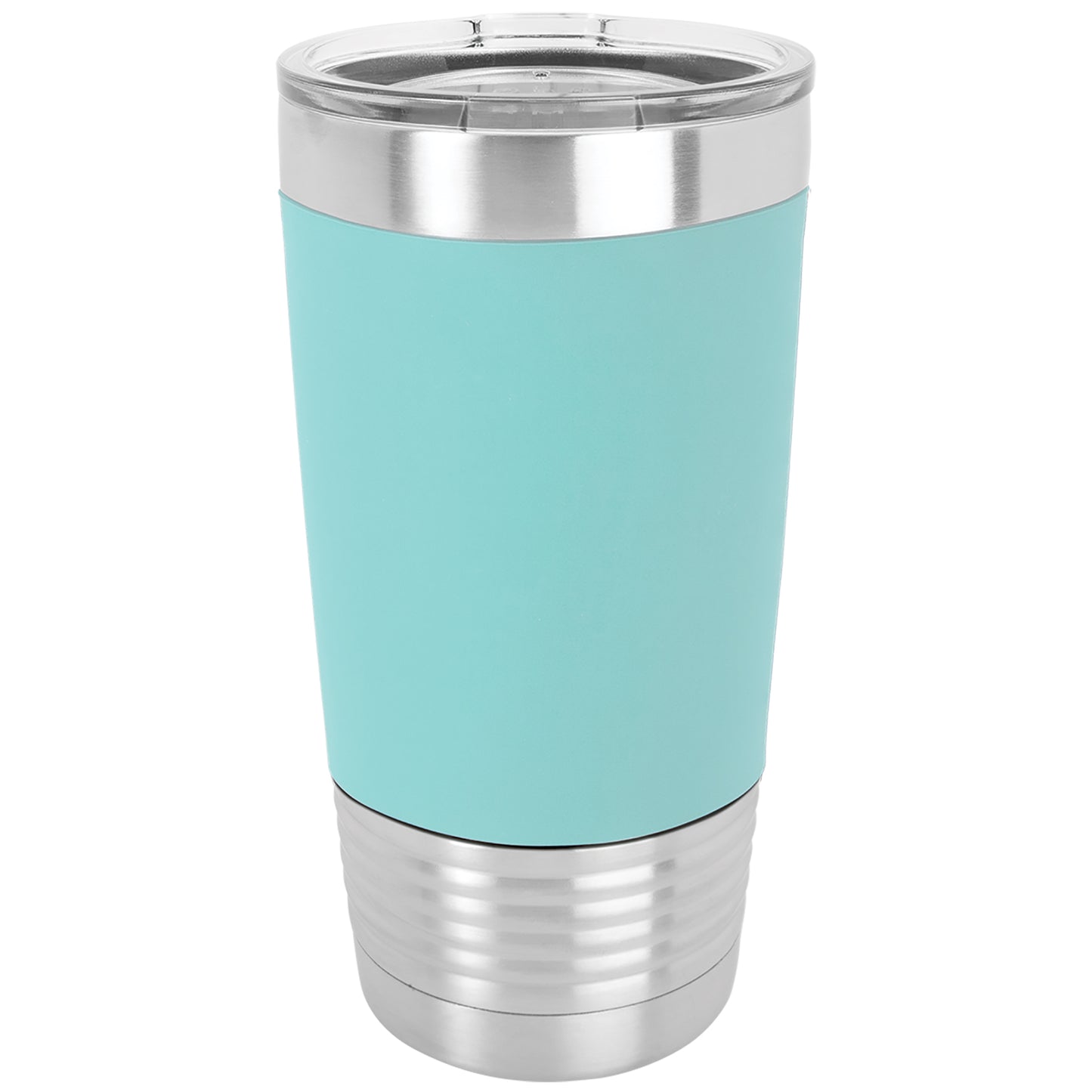 Personalized Laser Engraved  Teal/Black 20 oz. Polar Camel Silicone Grip Tumbler with Clear Lid