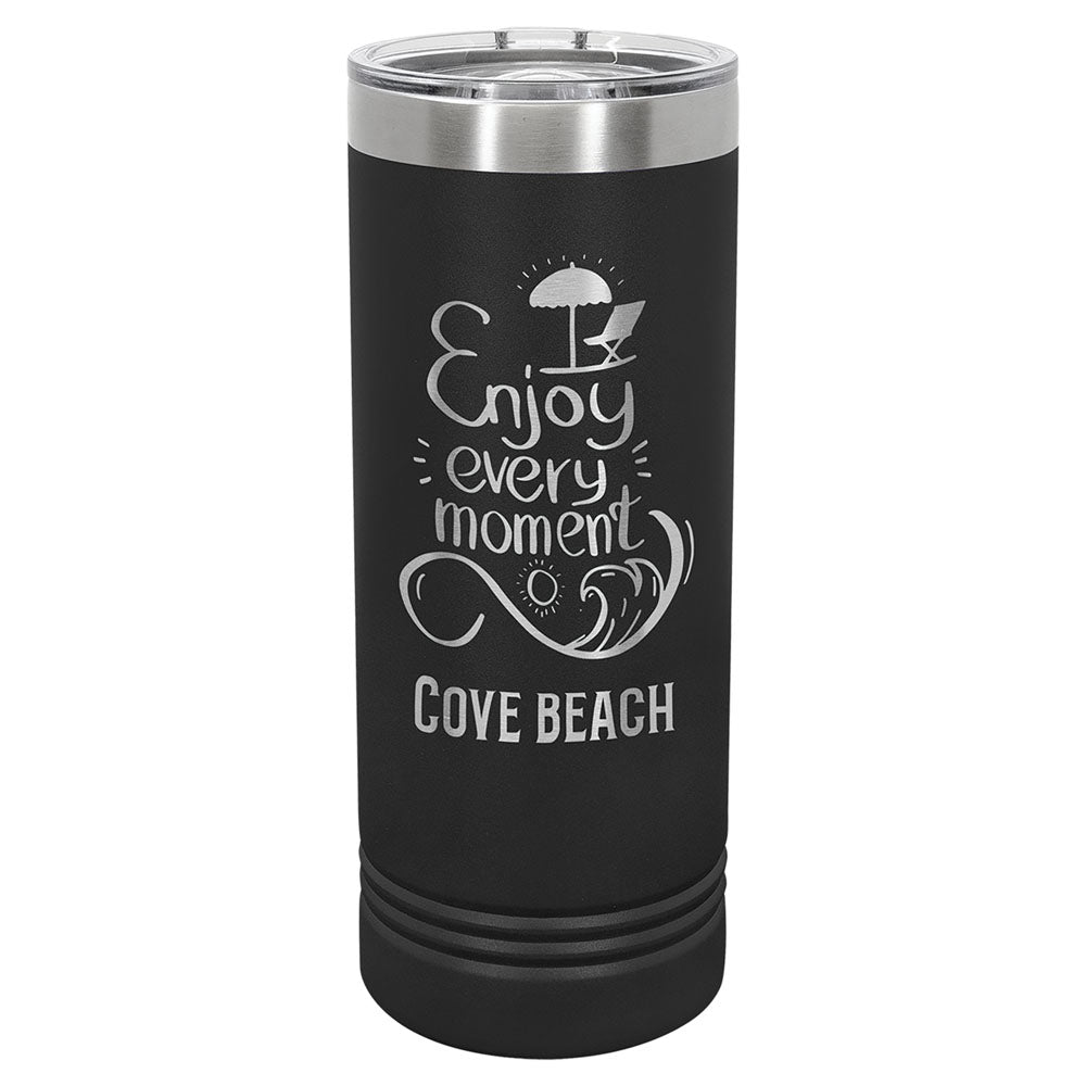 Personalized Laser Engraved Polar Camel 22 oz. Black Skinny Tumbler with Slider Lid