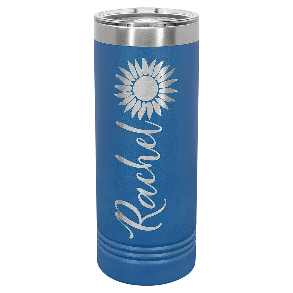 Personalized Laser Engraved Polar Camel 22 oz. Royal Blue Skinny Tumbler with Slider Lid