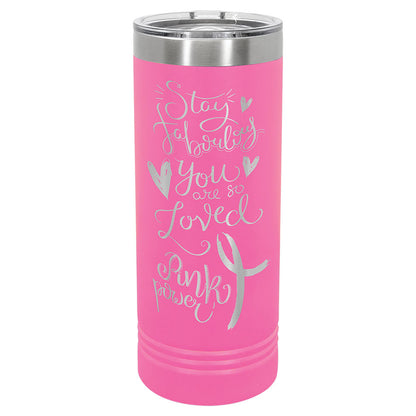 Personalized Laser Engraved Polar Camel 22 oz. Pink Skinny Tumbler with Slider Lid