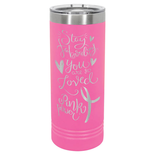 Personalized Laser Engraved Polar Camel 22 oz. Pink Skinny Tumbler with Slider Lid