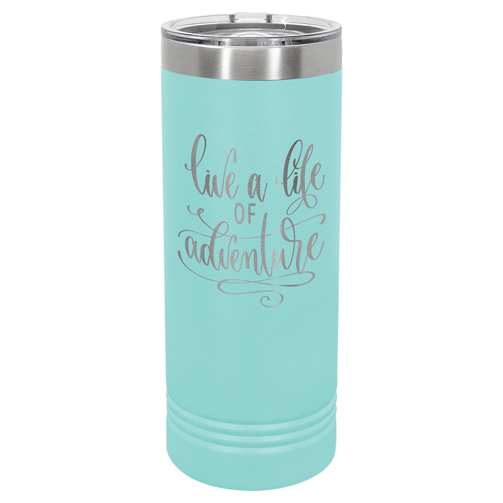 Personalized Laser Engraved Polar Camel 22 oz. Teal Blue Skinny Tumbler with Slider Lid