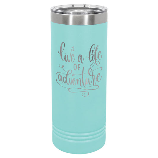 Personalized Laser Engraved Polar Camel 22 oz. Teal Blue Skinny Tumbler with Slider Lid