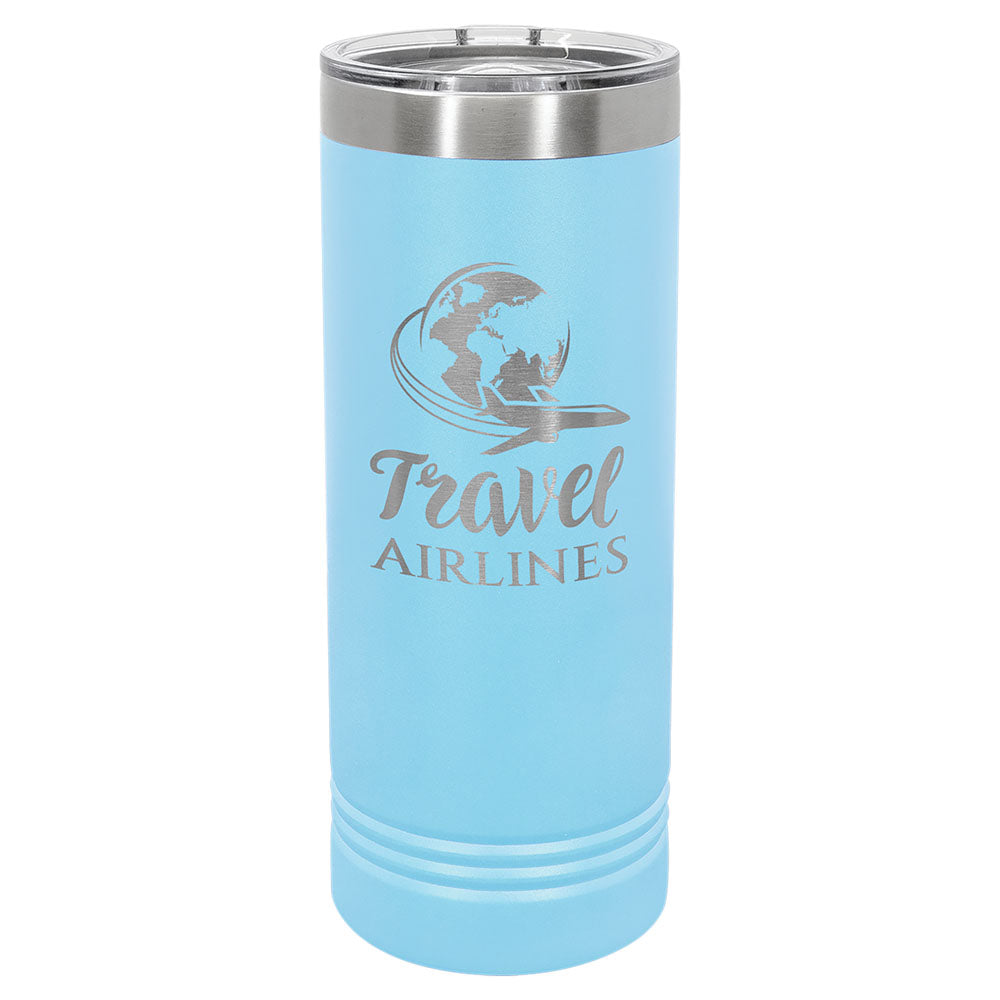 Personalized Laser Engraved Polar Camel 22 oz. Light Blue Skinny Tumbler with Slider Lid