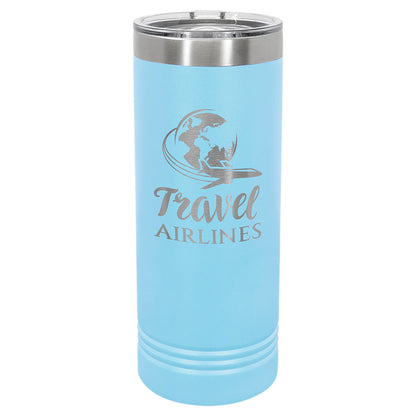 Personalized Laser Engraved Polar Camel 22 oz. Light Blue Skinny Tumbler with Slider Lid