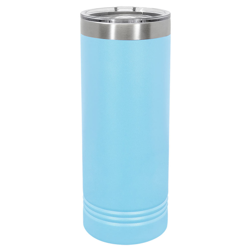 Personalized Laser Engraved Polar Camel 22 oz. Light Blue Skinny Tumbler with Slider Lid