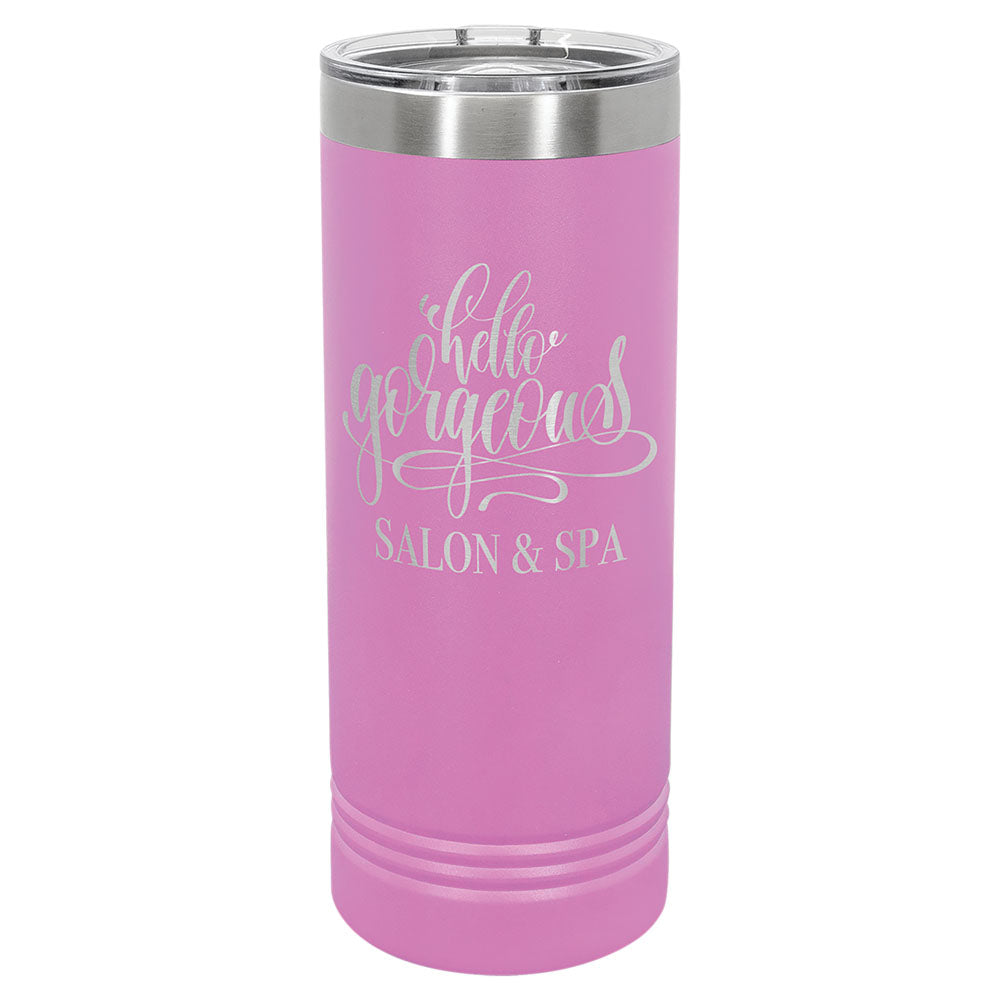 Personalized Laser Engraved Polar Camel 22 oz. Light Purple Skinny Tumbler with Slider Lid