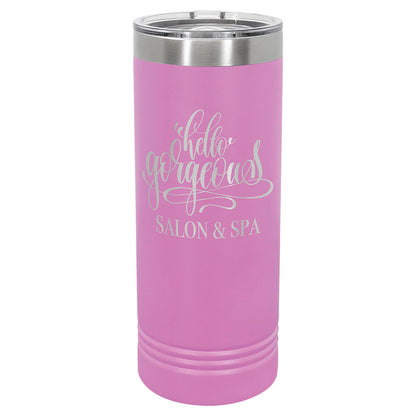 Personalized Laser Engraved Polar Camel 22 oz. Light Purple Skinny Tumbler with Slider Lid