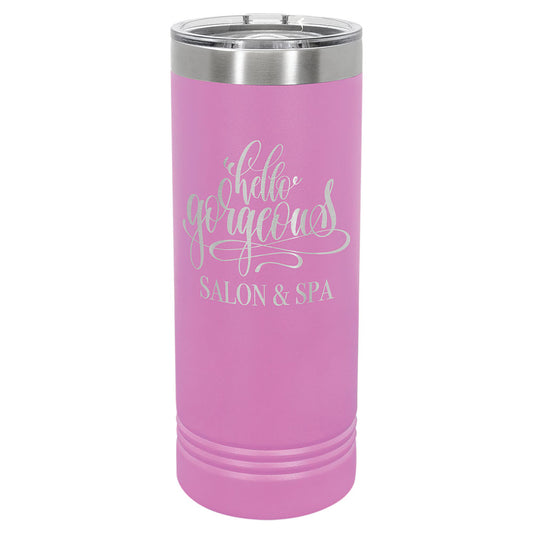 Personalized Laser Engraved Polar Camel 22 oz. Light Purple Skinny Tumbler with Slider Lid